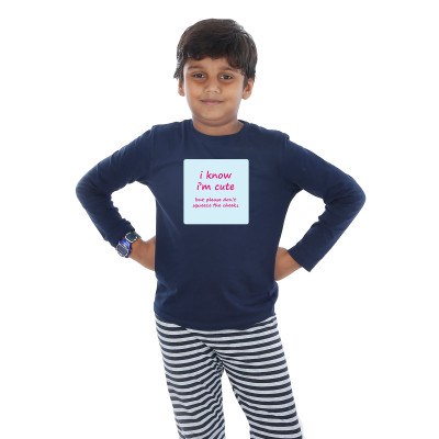 Blue Full Sleeve Boys Pyjama - Cheeky Quote